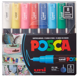 8 Basic Colors / Extra-Fine Tapered Tip Paint Markers / POSCA