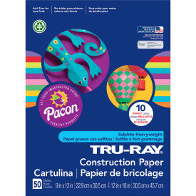 12x18” / Bright Assorted Colors Construction Paper / Tru-Ray