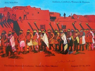 "Zuni Dancers" / 1978 Lithograph Print Poster / Fritz Scholder