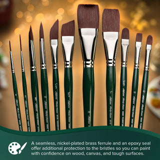 Flat / Ruby Satin Long Handle Synthetic Brush / Silver Brush