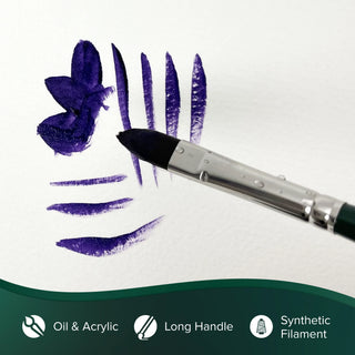Flat / Ruby Satin Long Handle Synthetic Brush / Silver Brush
