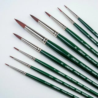 Round / Ruby Satin Long Handle Synthetic Brush / Silver Brush