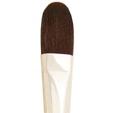 Filbert / Ruby Satin Long Handle Synthetic Brush / Silver Brush