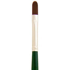 Filbert / Ruby Satin Long Handle Synthetic Brush / Silver Brush