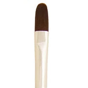 Filbert / Ruby Satin Long Handle Synthetic Brush / Silver Brush