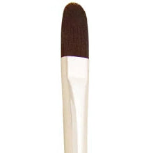 Filbert / Ruby Satin Long Handle Synthetic Brush / Silver Brush