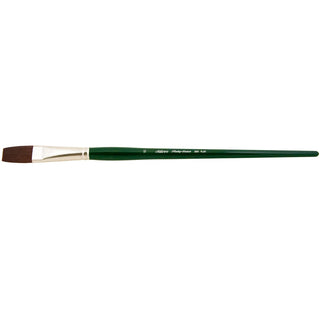 Flat / Ruby Satin Long Handle Synthetic Brush / Silver Brush