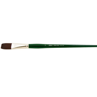 Flat / Ruby Satin Long Handle Synthetic Brush / Silver Brush