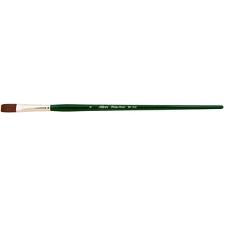 Flat / Ruby Satin Long Handle Synthetic Brush / Silver Brush