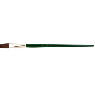 Flat / Ruby Satin Long Handle Synthetic Brush / Silver Brush