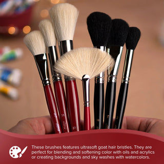 3/4" / Oval / Black Goat Hair Short Handle Silver Mop Brush / Silver Brush
