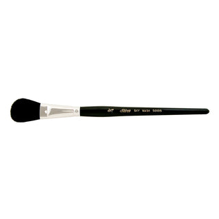 3/4" / Oval / Black Goat Hair Short Handle Silver Mop Brush / Silver Brush