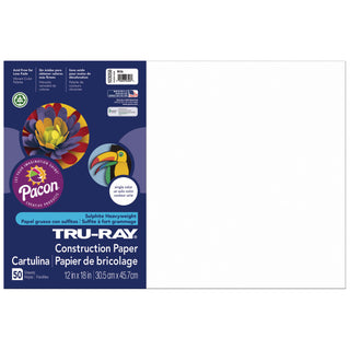 12x18” / White Construction Paper Pack / Tru-Ray